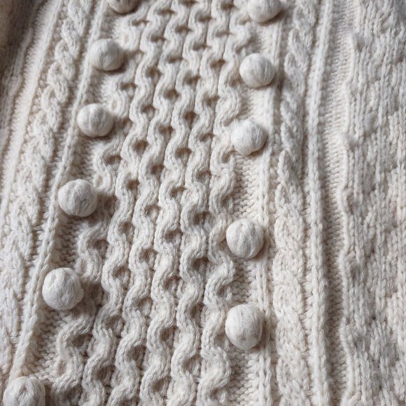 J Crew Cream Wool Popcorn Fisherman Knit Sweater - Picture 4 of 6